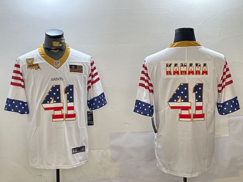 Men New Orleans Saints #41 Kamara White National Flag 2024 Nike Limited NFL Jersey style 2